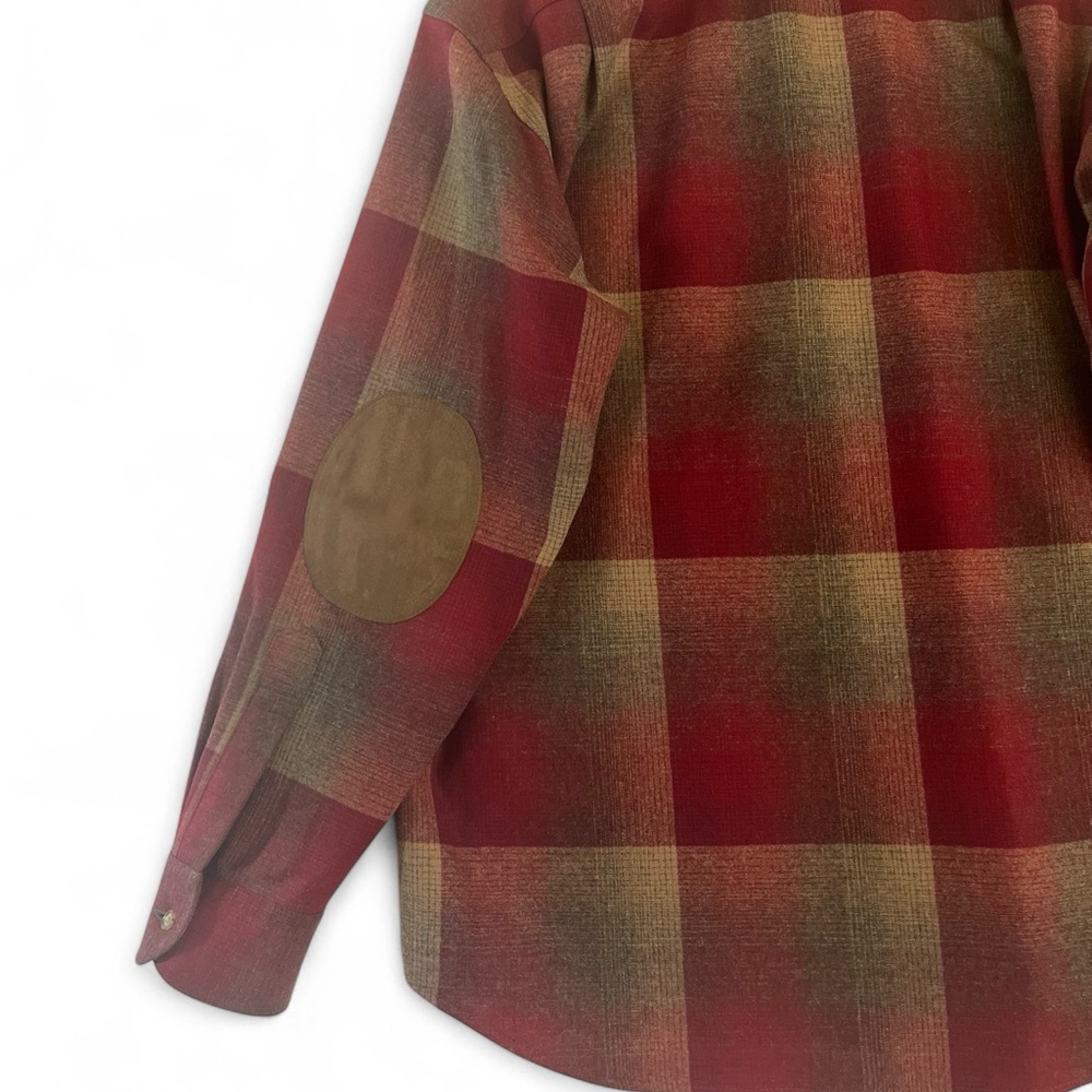 Pendleton Vintage Men’s Plaid Wool Suede Elbow Patch Trail Flannel Shirt Large